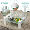Glass Coffee Table With Storage Modern Living Room Furniture Tea Coffee Table