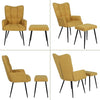 Accent Chair with Ottoman Set High Back Armchair with Footstool Lounge Tub Chair