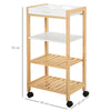 4-Tier Moving Kitchen Storage Trolley Cart w/ Tray Shelves 4 Wheels Home
