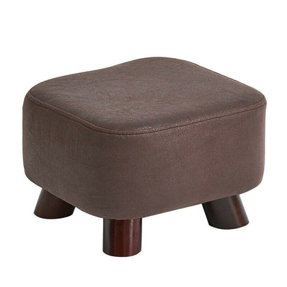 Wooden Footstools Ottoman Leather Foot Stool Rectangle Footrest Padded
