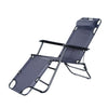 Outsunny Sun Lounger Recliner Chair 2 in 1 Garden Foldable Steel Grey Outdoor