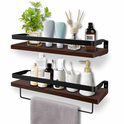 Vintage Wall Shelves Rustic Wood Wall Storage Kitchen Bathroom with Towel Holder