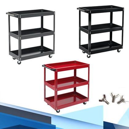 Rolling 3 Tier Tools Storage Trolley Cart Workshop Garage Organizer Shelf Rack