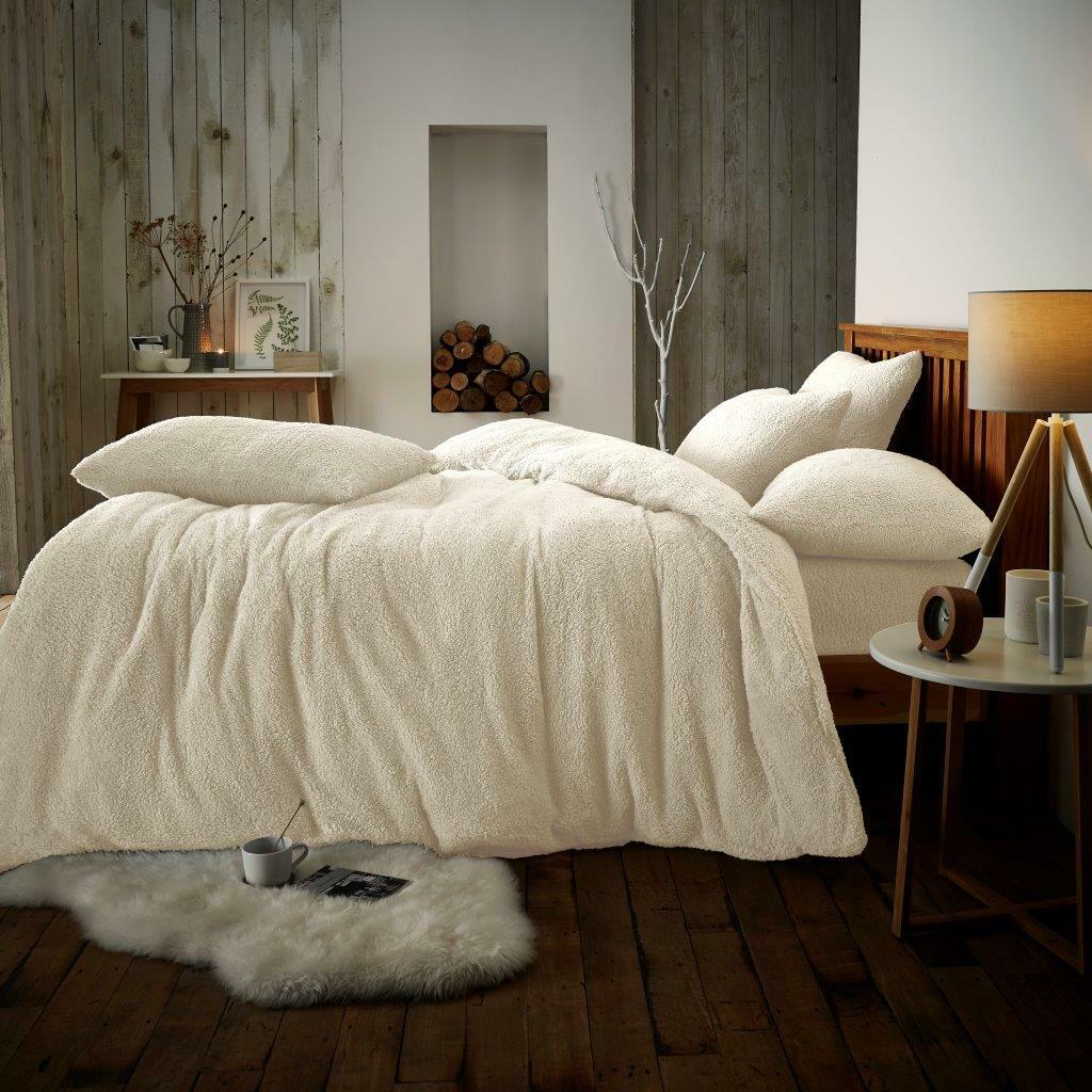 Soft Fleece Duvet Cover Set Fitted Sheet Teddy Warm Cozy Single Double King Size