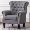 Fabric Linen Upholstered Armchair Living Room Office Tufted Accent Sofa Chair