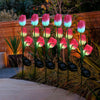 LED Solar 3-Tulip Flower Light Outdoor Waterproof Garden Lawn Stake Lamp UK