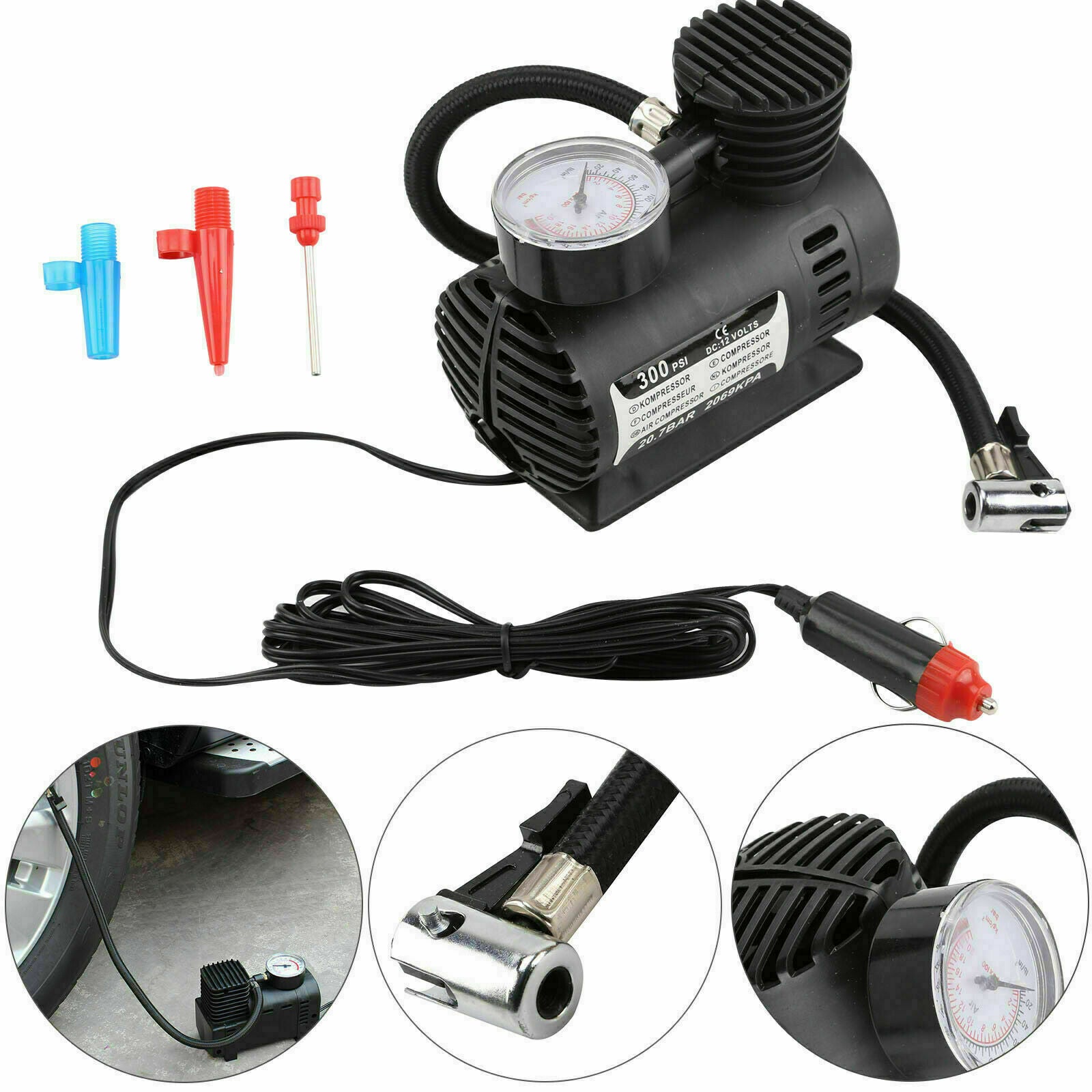 Heavy Duty 12V Air Compressor Car Tyre Inflator 300PSI Powerful Pump U ...