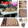 UK 3 IN 1 Large Chess Wooden Set Folding Chessboard Pieces Wood Board New Hot PT
