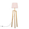 Wooden Tripod Floor Lamp Large Living Room Light Tapered Fabric Shades LED Bulb