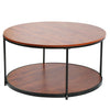 Industrial 2 Tier Round Coffee Tea Table Side End Living Room Storage Shelf Unit