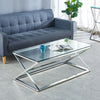 Living Room Glass Console Table Coffee Table Side End Table Chrome Leg Furniture