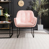 Vintage Distressed Pink Velvet Armchair Chair Sofa Fireside Buttoned Industrial