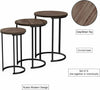 Set of 3 Round Vintage Wooden/Steel Nesting Side Coffee Tables Hallway Bedroom