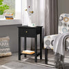 Black Side End Sofa Table Tall Wooden 1 Storage Drawer Open Shelf Telephone Unit