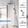 Bathroom Thermostatic Mixer Shower Set Square Chrome Twin Head Exposed Valve