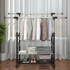 UK Double Clothes Rail Garment Coat Hanging Display Stand Shoes Rack With Wheels