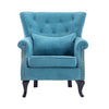 Chesterfield Linen Fabric Armchair Buttoned Wing Back Chair Queen Anne Sofa Seat