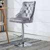 Fabric Bar Stool Gas Lift Swivel Breakfast Kitchen Pub Chair Studded Button Back