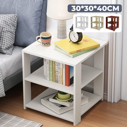 2 Tier White Bedside Table Cabinets Nightstand Bedroom Furniture Shelves Storage