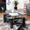 Tempered Glass Coffee Table W/ Storage Shelf Modern Living Room Furniture Black