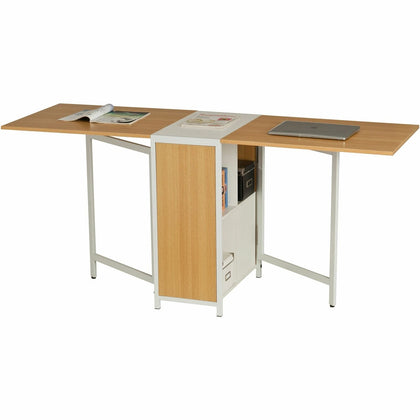 Compact Foldable Home Office Table w Storage Cabinet Piranha Furniture PEACOCK