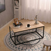 Industrial Coffee Table Wooden Top Metal Leg Rectangle Living Room Furniture