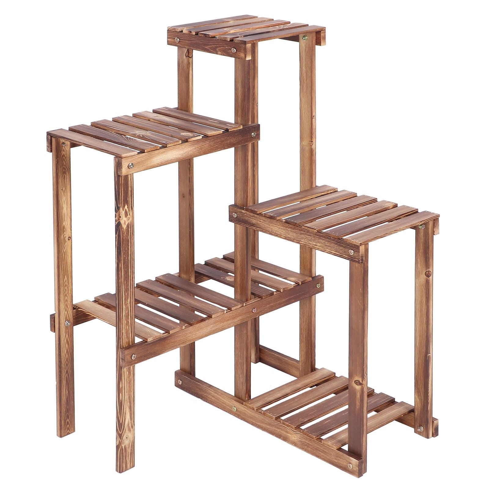 6 HOLDER LADDER SHELF CORNER STORAGE PLANT STAND FLOWERS DISPLAY WOOD RACK UNIT