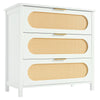 Chest of Drawers 3 Rattan Drawers White Storage Cabinet Home Bedroom Furniture