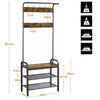 Industrial Coat Rack Stand Hall Tree with Shelves&Hooks Entryway Hallway Bedroom