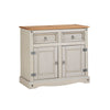 Corona Grey Storage Cupboard Solid Pine 2 Drawer 2 Door Wooden Mexican Cabinet