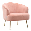 Upholstered Nordic Matte Velvet Armchair Shell Lotus Scalloped Chair Sofa Pink