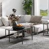 Coffee Table with Tempered Glass Top, Cocktail Table with Storage & Steel Frame