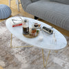 Coffee Table Marble Effect Side End Table Oval Living Room Table Golden Legs