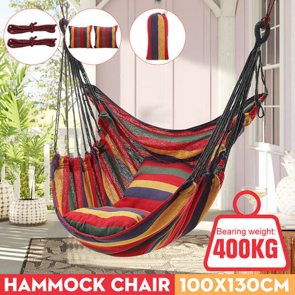 Comfort Hanging Hammock Chair Swing Seat w/ Pillow+Rope Garden Yard In/Outdoor