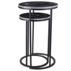 Marble Effect Sofa Side End Table Small Round Coffee Table Metal Leg Black Gold