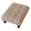 Large Footstool Chesterfield Button Seat Bench Chair Ottoman Pouffe Stool Linen