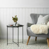 Coffee Table Folding Side Table Round Metal Tray Top Portable Table Night Stand