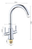 Kitchen Sink Mixer Tap Swivel Spout Dual Lever Taps Mono Modern Chrome Faucet