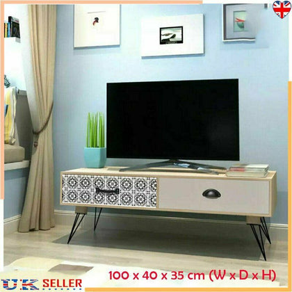 Table Media TV Cabinet Unit HiFi Cabinet Sideboard Lowboard with 2 Drawers Side