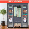 Large Canvas Fabric Wardrobe With Hanging Rail Shelving Clothes Storage Cupboard