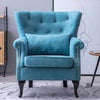 Chesterfield Linen Fabric Armchair Buttoned Wing Back Chair Queen Anne Sofa Seat