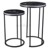 2x Marble Coffee Table 2 Round Side End Centre Table Living Room Furniture Black
