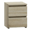 Two Drawer Chest Bedside Cabinet. Light Oak Wood Effect. Modern Style Bedside.