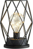 LED BedSide Table Lamp Desk Lights Retro Lamps Bed Light Black Geometric Timer