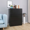 Modern Black Bedside Table Cabinet w/4 Drawers Nightstand Storage Furniture