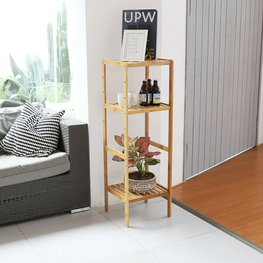 4 Tier Wooden Bamboo Bathroom Kitchen CD/DVD Book Shelf Storage Rack Unit Corner