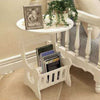 Round Small Side Table Beside Coffee Desk Lamp Stand with Magazine Storage Rack