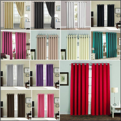 Luxury Blackout Thermal Curtains Ready Made Ring Top Eyelet Top Curtain Pairs GC