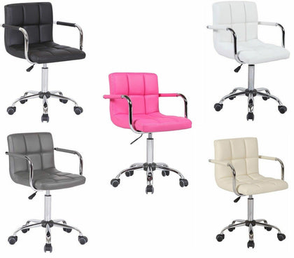 Stylish PU Faux Leather Computer Office Desk Swivel Chair Wheels Salon Barber