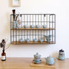 2 Tier Wall Mounted Metal Wire Wood Shelf Floating Shelves Kitchen Storage Rack